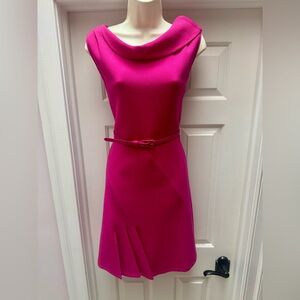 Oscar De La Renta Fuchsia Wool Silk Dress. Made In Italy.